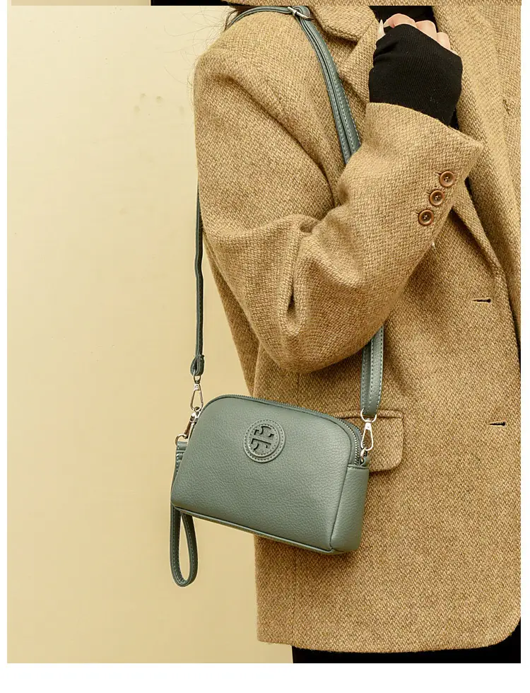 Black PU Leather Crossbody Bag with Logo Print — feature 12