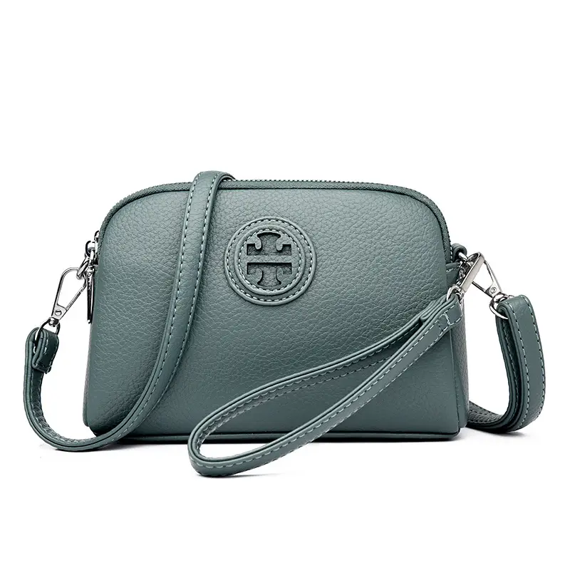 Black PU Leather Crossbody Bag with Logo Print - Image 3