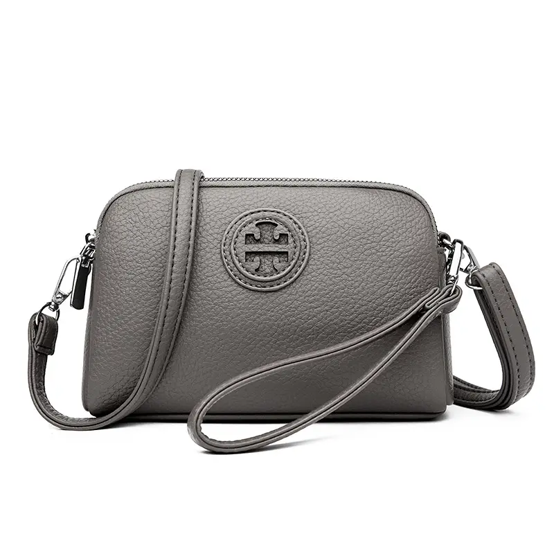 Black PU Leather Crossbody Bag with Logo Print - Image 4