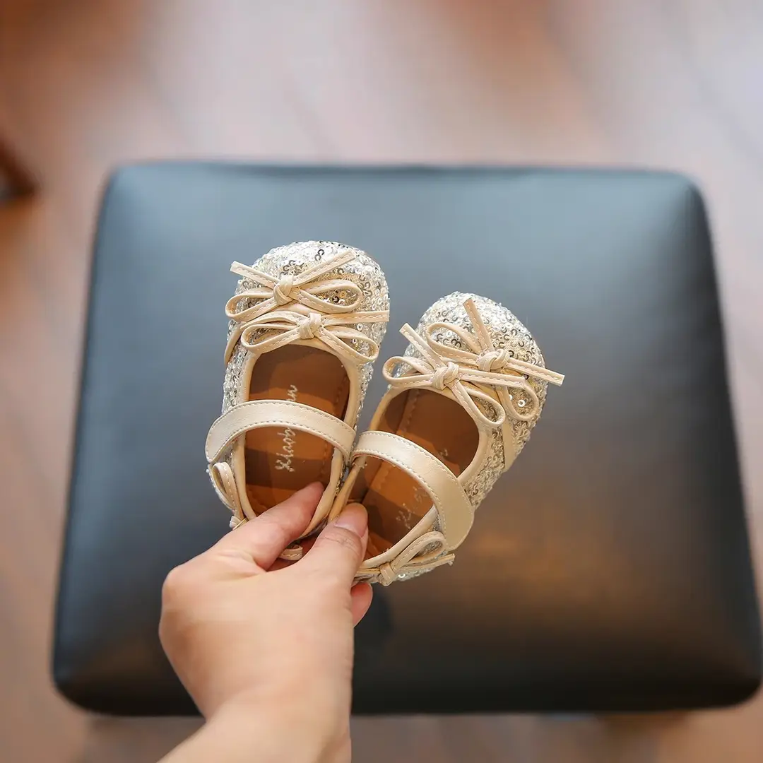 2025 New Autum Baby Toddler Shoes Korean Style Girls' Bow Princess Shoes 0-3 Years Old Toddler Leather Shoes