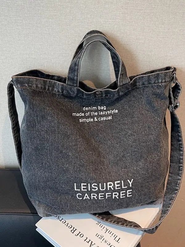 Denim Crossbody Bag Large Capacity Female Student Portable Tote - Image 4