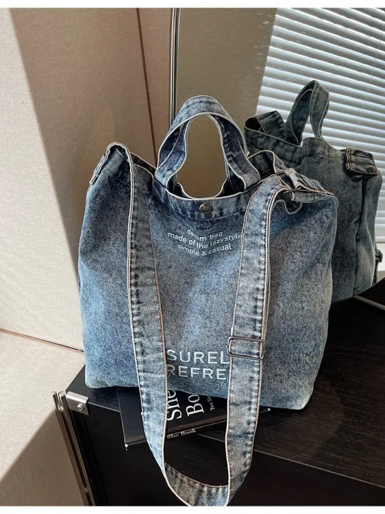 Denim Crossbody Bag Large Capacity Female Student Portable Tote - Image 7