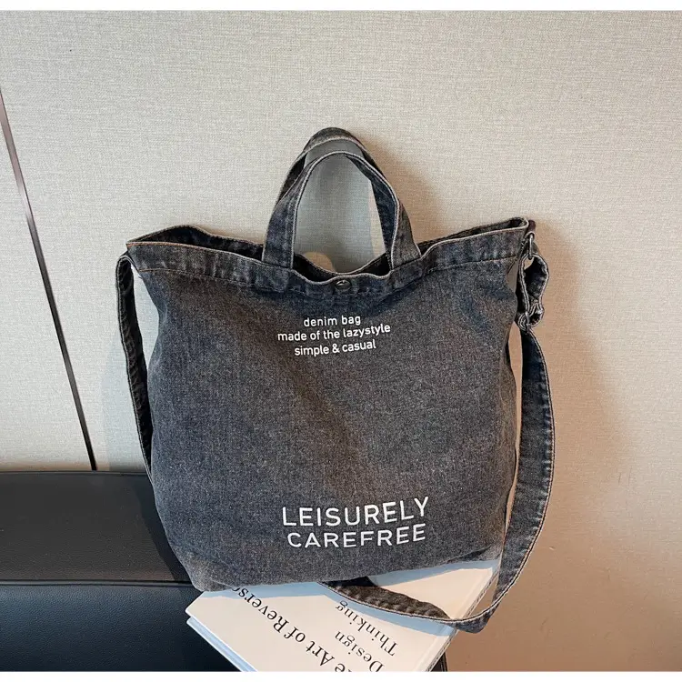 Denim Crossbody Bag Large Capacity Female Student Portable Tote — feature 13