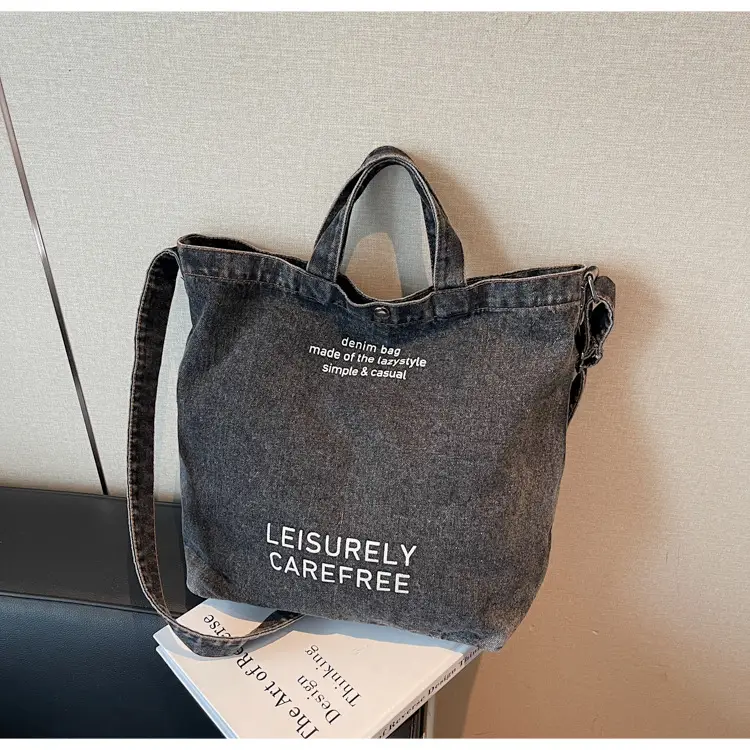 Denim Crossbody Bag Large Capacity Female Student Portable Tote — feature 14