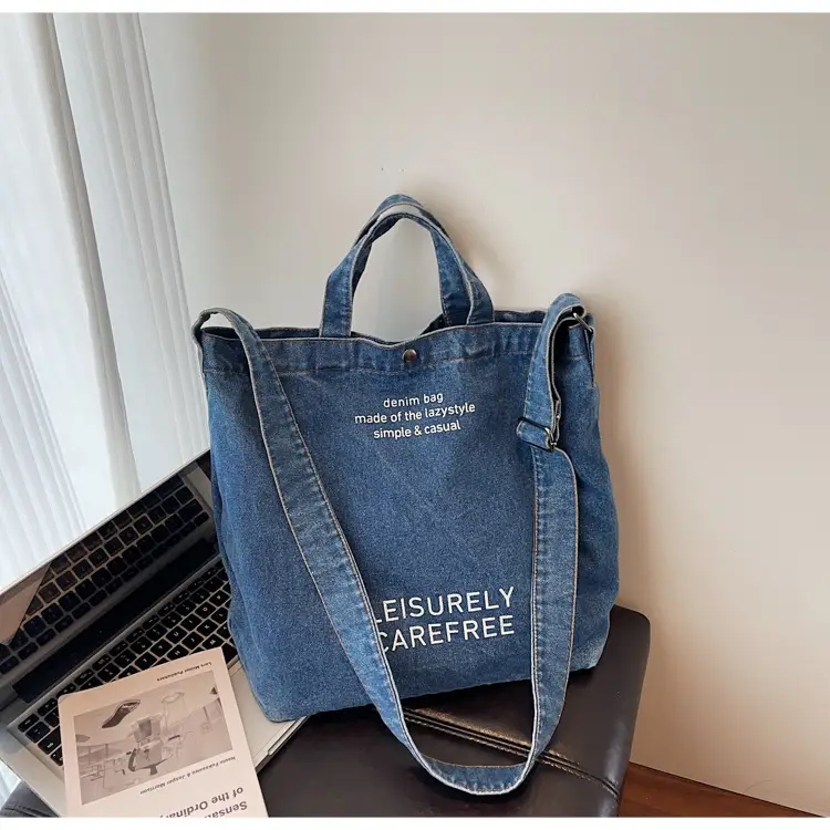 Denim Crossbody Bag Large Capacity Female Student Portable Tote — feature 15