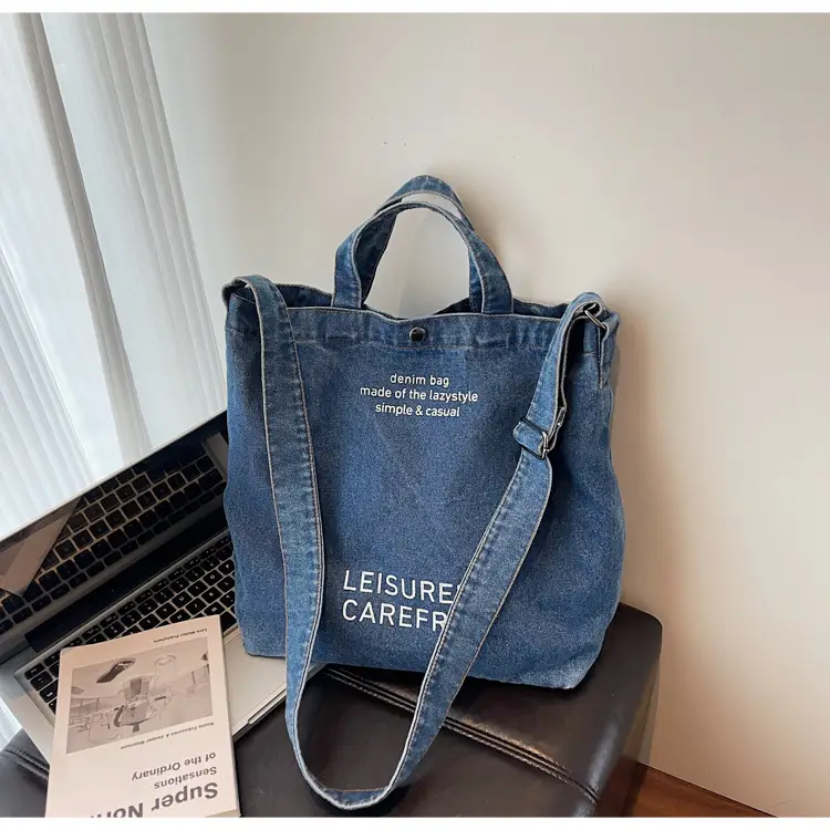 Denim Crossbody Bag Large Capacity Female Student Portable Tote — feature 16