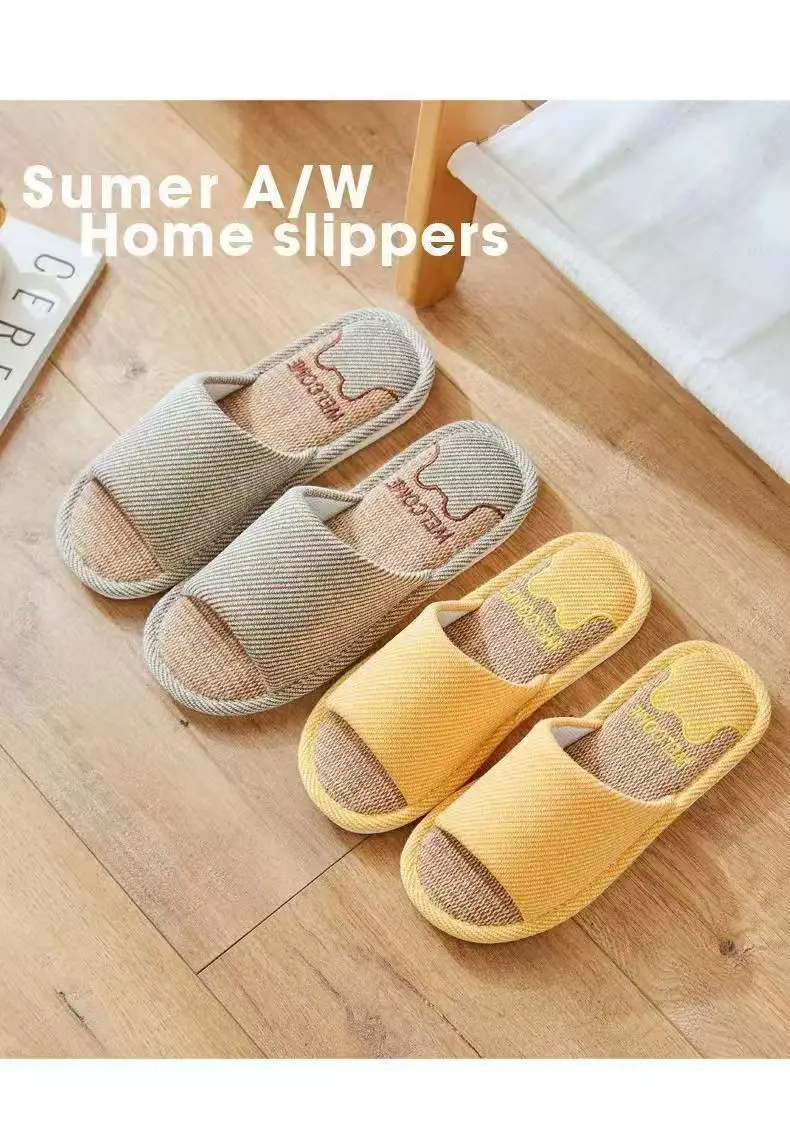 Summer Indoor Home Household Non-Slip Soft Bottom Home Four-Season Cotton and Linen Slippers for Men Spring & Fall Linen Slippers for Women — feature 2