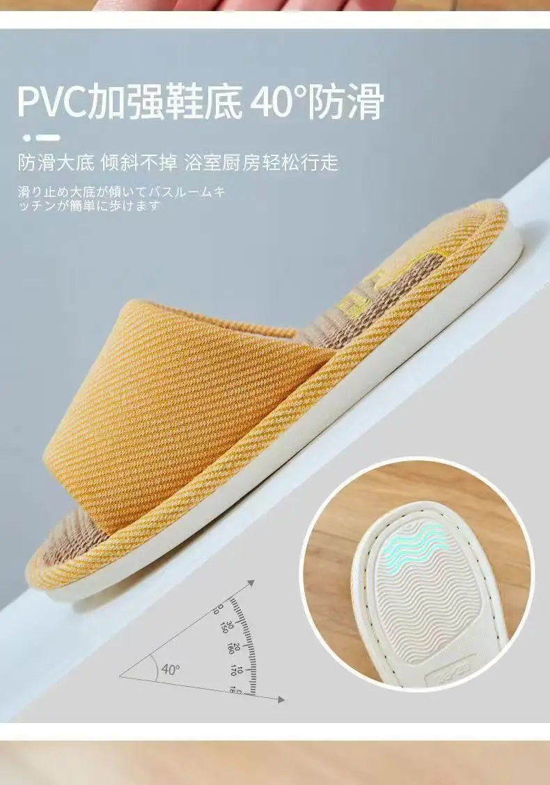 Summer Indoor Home Household Non-Slip Soft Bottom Home Four-Season Cotton and Linen Slippers for Men Spring & Fall Linen Slippers for Women — feature 8