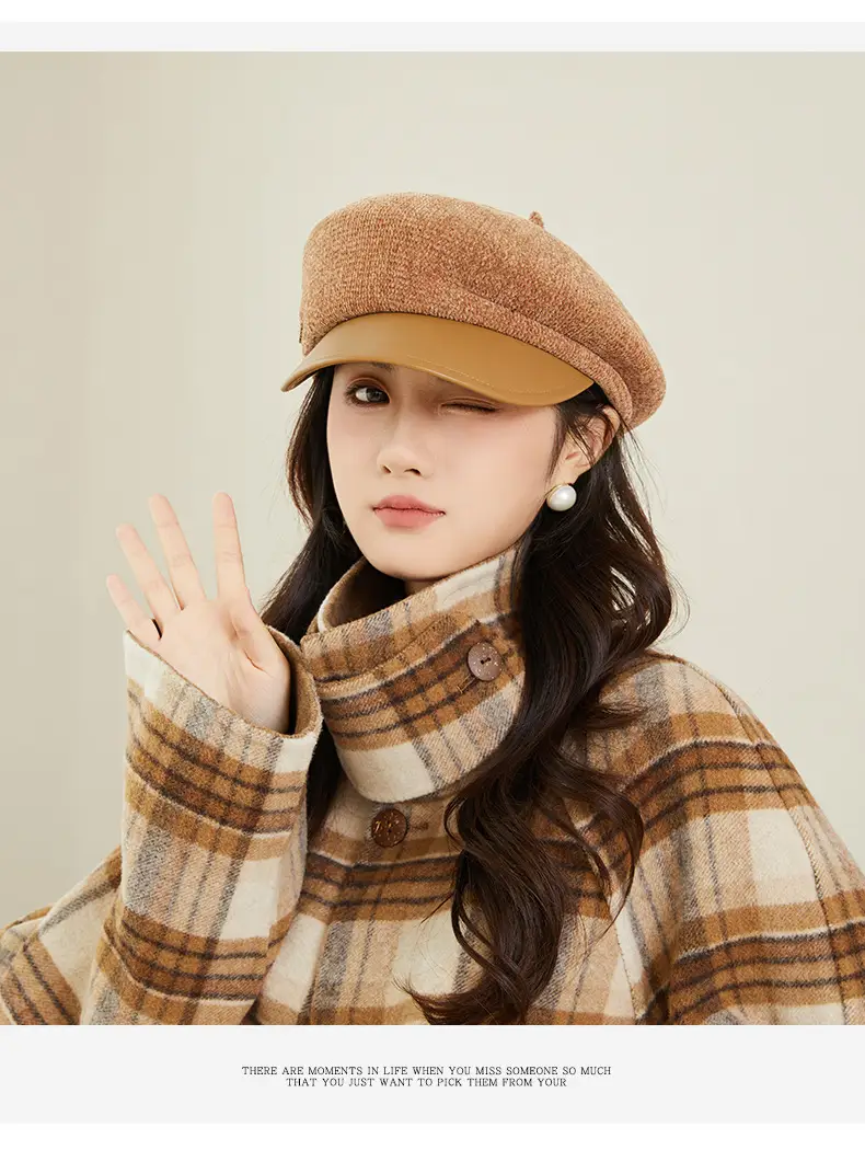 Women Korean Style Chenille Beret with Duckbill Cap — feature 11