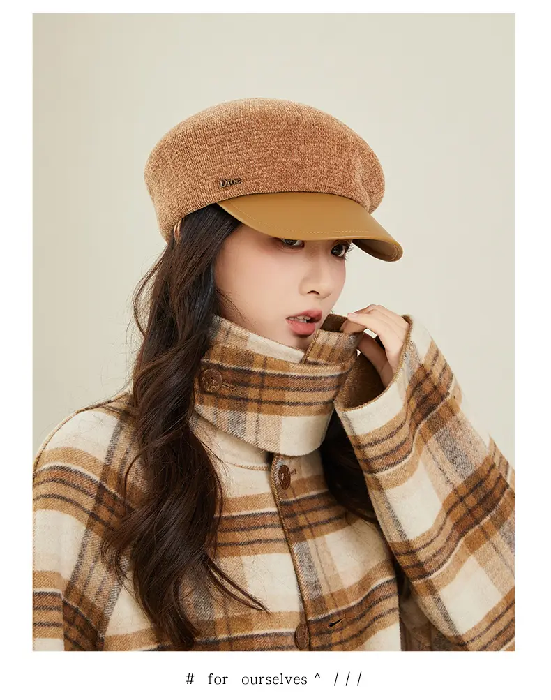 Women Korean Style Chenille Beret with Duckbill Cap — feature 12
