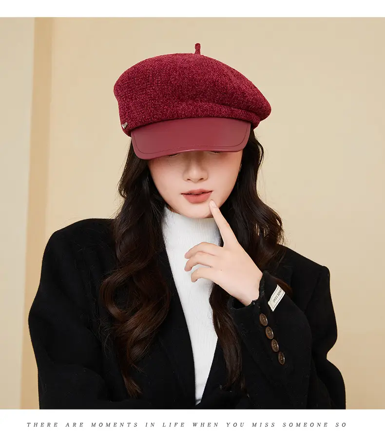 Women Korean Style Chenille Beret with Duckbill Cap — feature 16