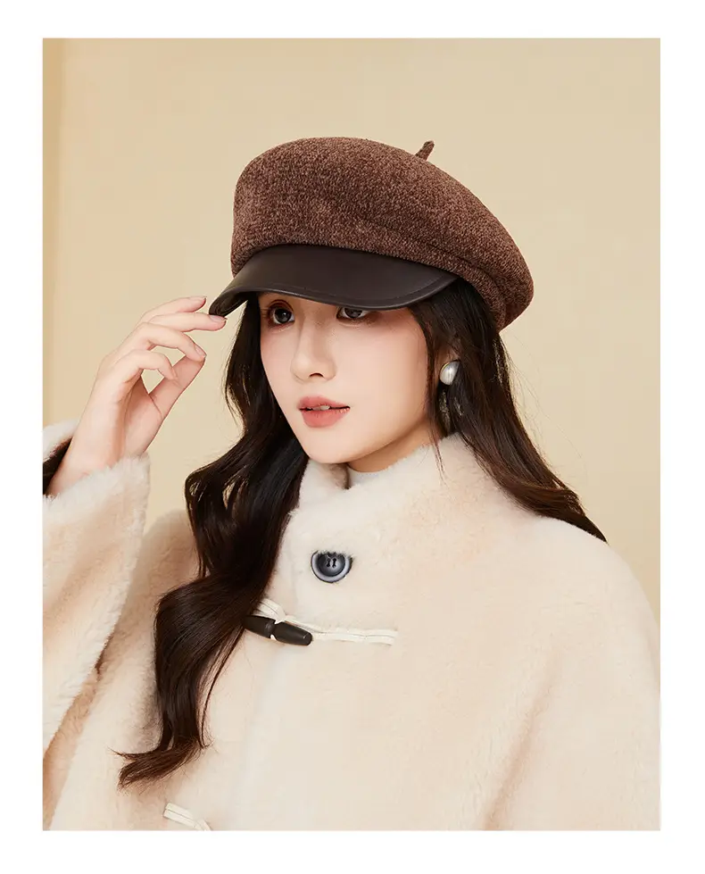 Women Korean Style Chenille Beret with Duckbill Cap — feature 19