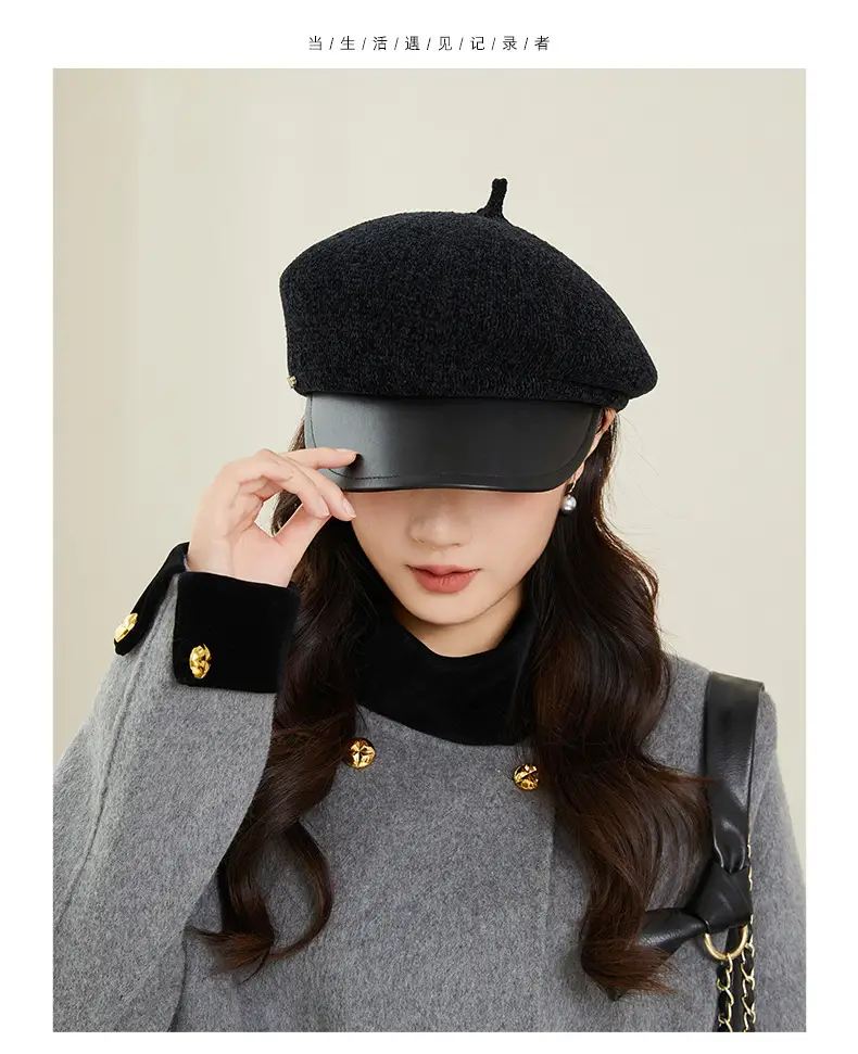 Women Korean Style Chenille Beret with Duckbill Cap — feature 9
