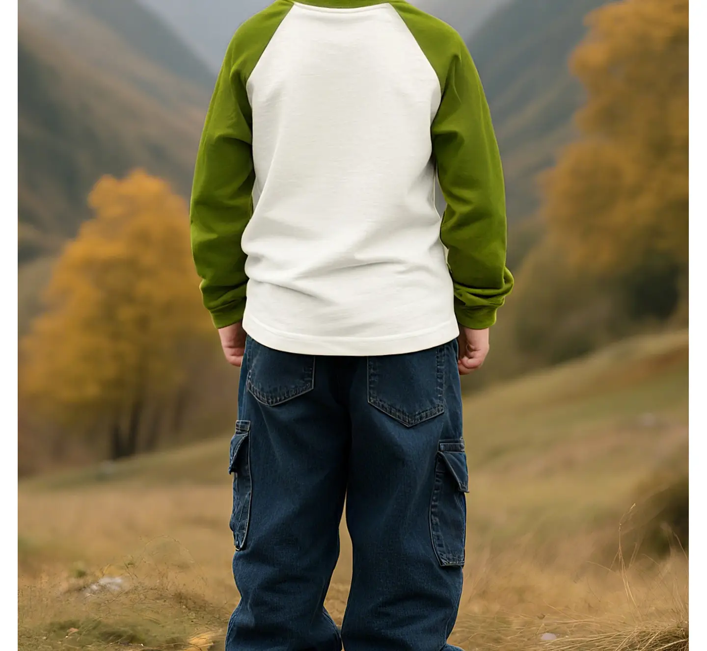 Jingqi Kids' Long Sleeve T-Shirt Green Paris Print — feature 19