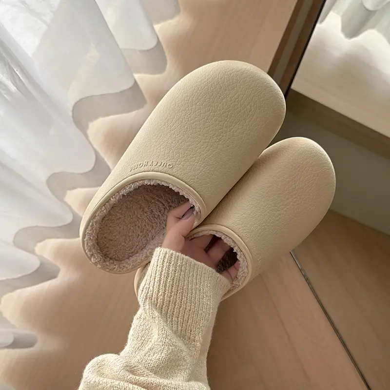 Waterproof Cotton Slippers for Women in Winter, Thick-Soled, Can Be Worn Outside, Fleece-Lined, Warm, Home Antibacterial, Fashionable Couple Birkenstock Cotton Slippers for Men - Image 6