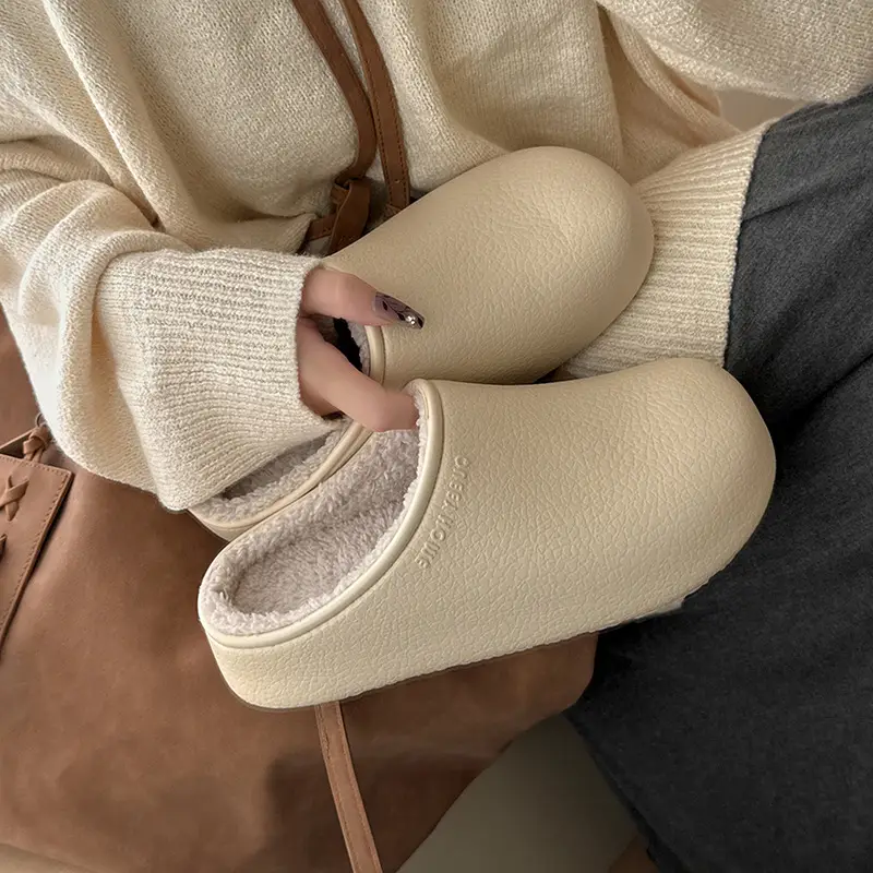 Waterproof Cotton Slippers for Women in Winter, Thick-Soled, Can Be Worn Outside, Fleece-Lined, Warm, Home Antibacterial, Fashionable Couple Birkenstock Cotton Slippers for Men - Image 7