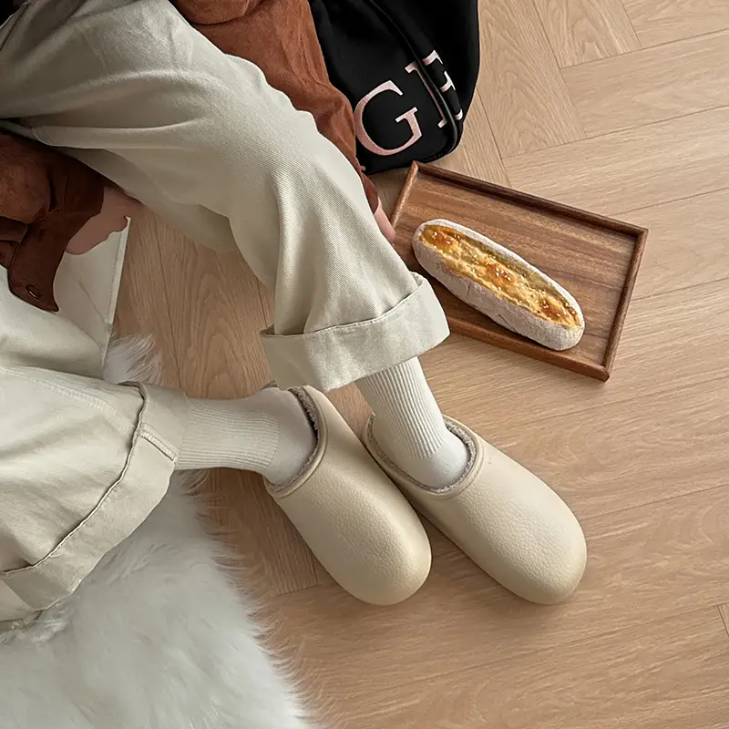 Waterproof Cotton Slippers for Women in Winter, Thick-Soled, Can Be Worn Outside, Fleece-Lined, Warm, Home Antibacterial, Fashionable Couple Birkenstock Cotton Slippers for Men - Image 8