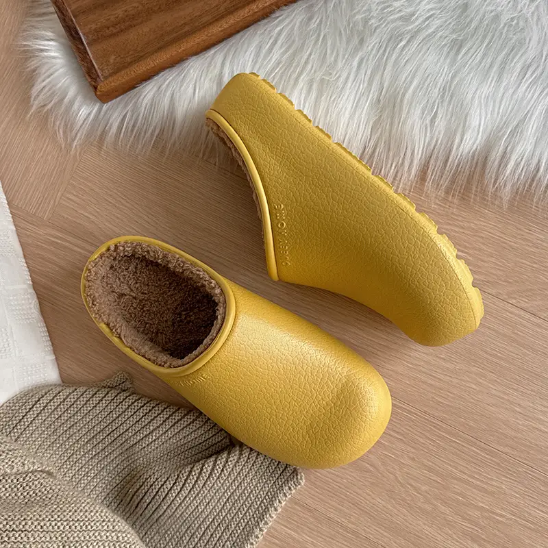 Waterproof Cotton Slippers for Women in Winter, Thick-Soled, Can Be Worn Outside, Fleece-Lined, Warm, Home Antibacterial, Fashionable Couple Birkenstock Cotton Slippers for Men - Image 2