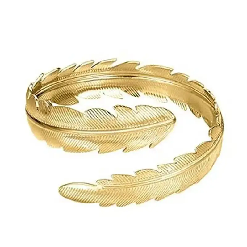 Amazon's Best-Selling Geometric Metal Arm Bracelet Six-Piece Set with Open Design, Personalized Exaggerated Leaf Bracelet Set, Direct Sales from the Manufacturer