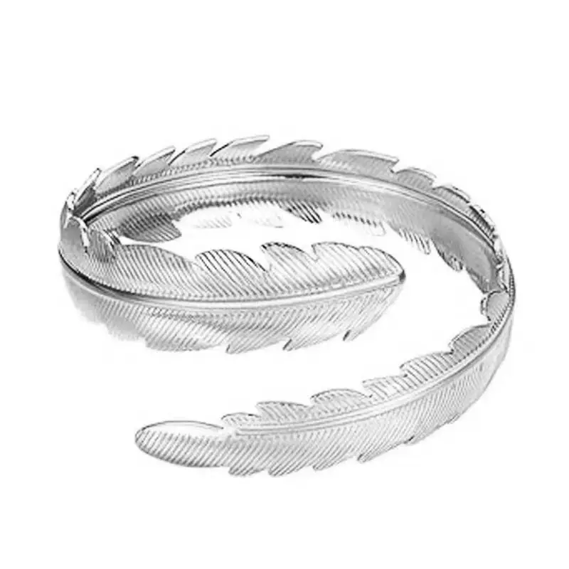 Amazon's Best-Selling Geometric Metal Arm Bracelet Six-Piece Set with Open Design, Personalized Exaggerated Leaf Bracelet Set, Direct Sales from the Manufacturer
