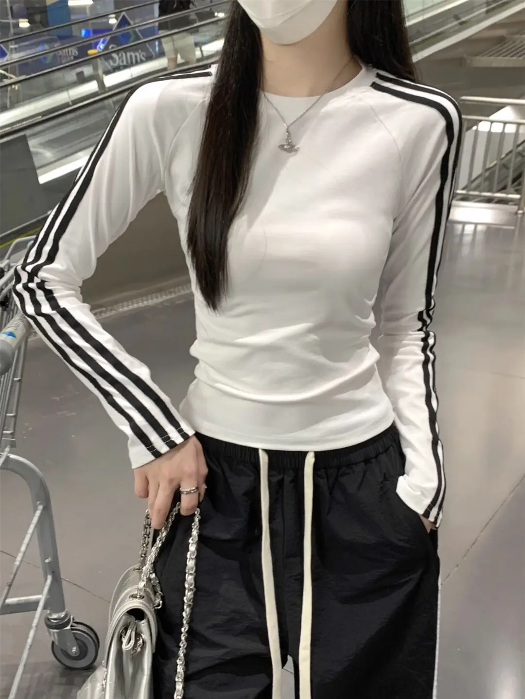 American Style Spicy Girl Raglan Sleeve Base Shirt for Women 2026 Spring, Autumn, and Winter Striped Slim Fit Long-Sleeve T-Shirt for Women — feature 14
