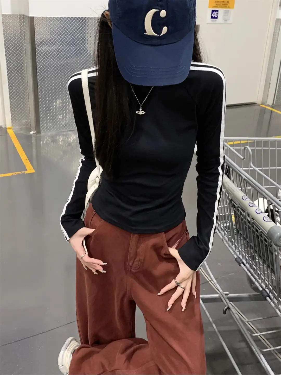American Style Spicy Girl Raglan Sleeve Base Shirt for Women 2026 Spring, Autumn, and Winter Striped Slim Fit Long-Sleeve T-Shirt for Women — feature 26