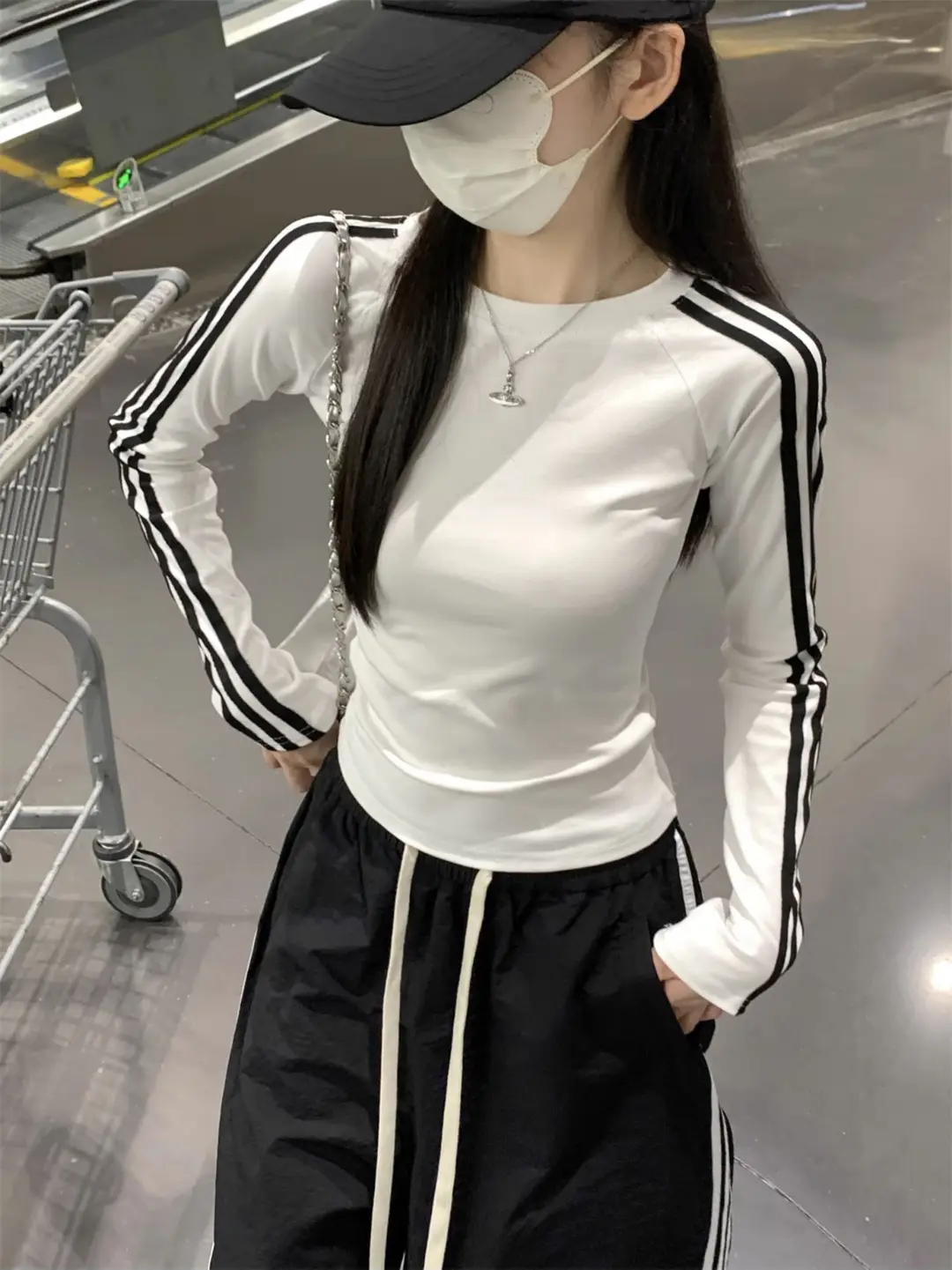 American Style Spicy Girl Raglan Sleeve Base Shirt for Women 2026 Spring, Autumn, and Winter Striped Slim Fit Long-Sleeve T-Shirt for Women — feature 9