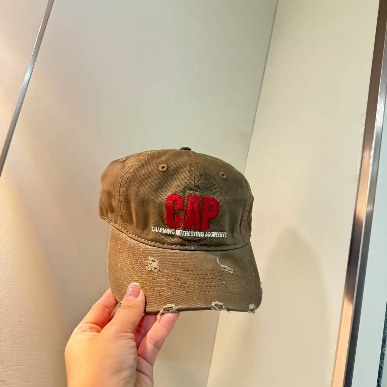 Kids Cap with "CAP" Embroidery Brown - Image 4