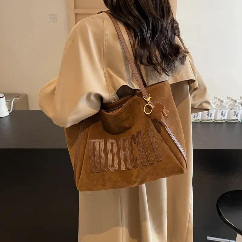 Women's Retro Suede Shoulder Bag Brown - Image 7