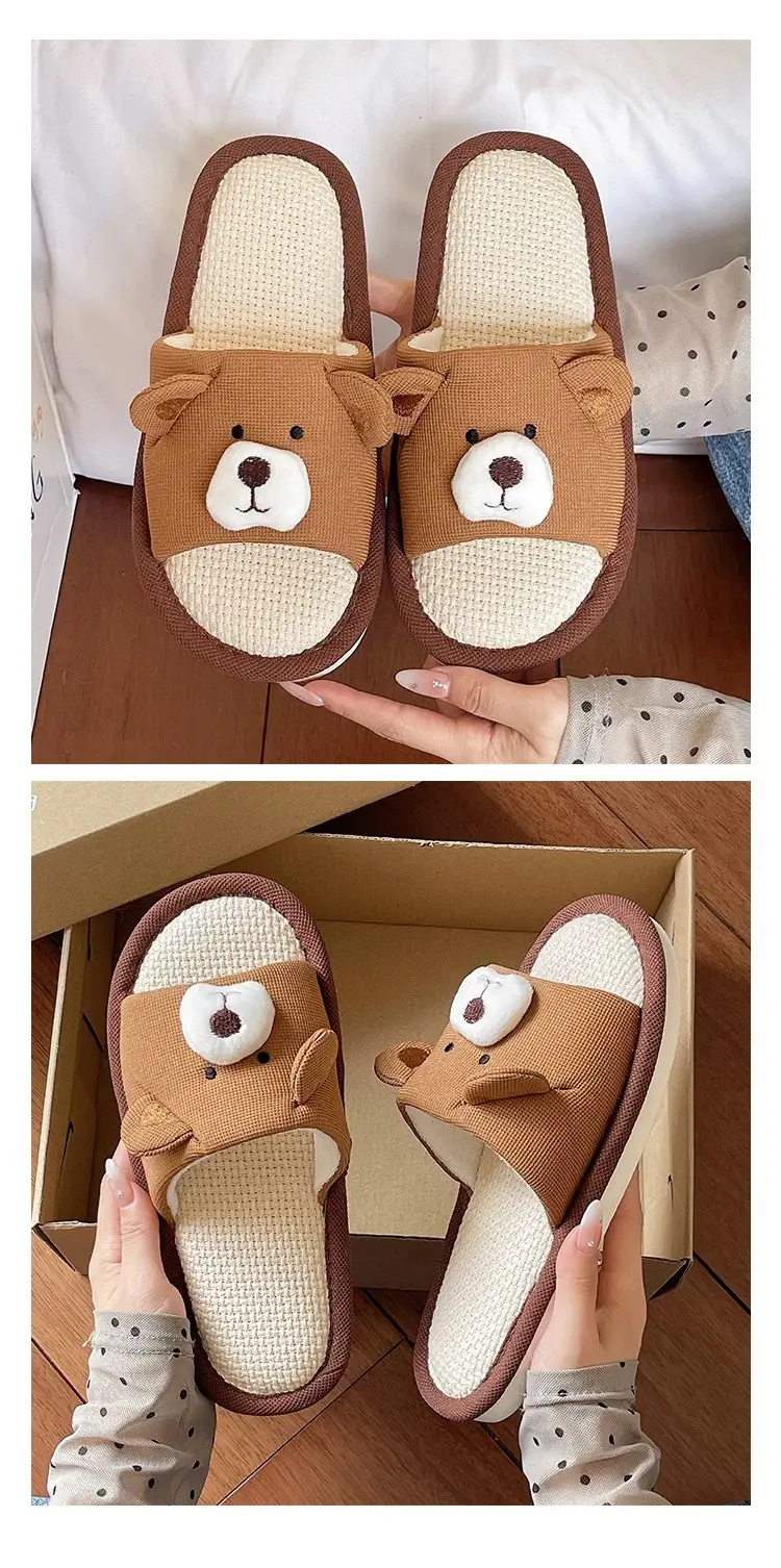 Cute Bear Cotton Linen Slippers Women 2026 — feature 6