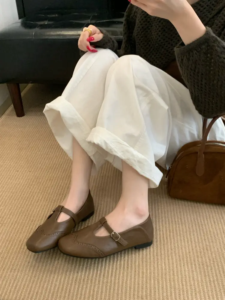 Women Retro T-Buckle Flats Black Brown 2025 — feature 14