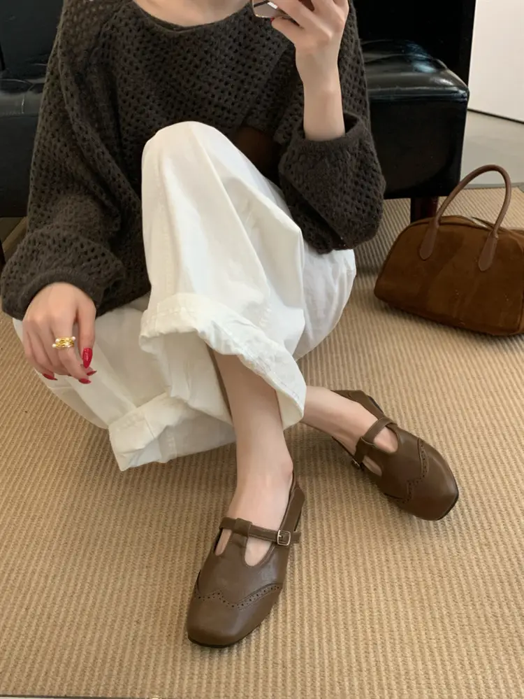 Women Retro T-Buckle Flats Black Brown 2025 — feature 15