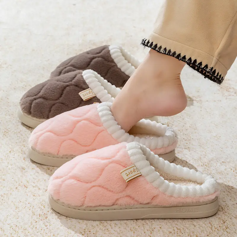Women's White Quilted Cotton Slippers Winter Warm Indoor - Image 7