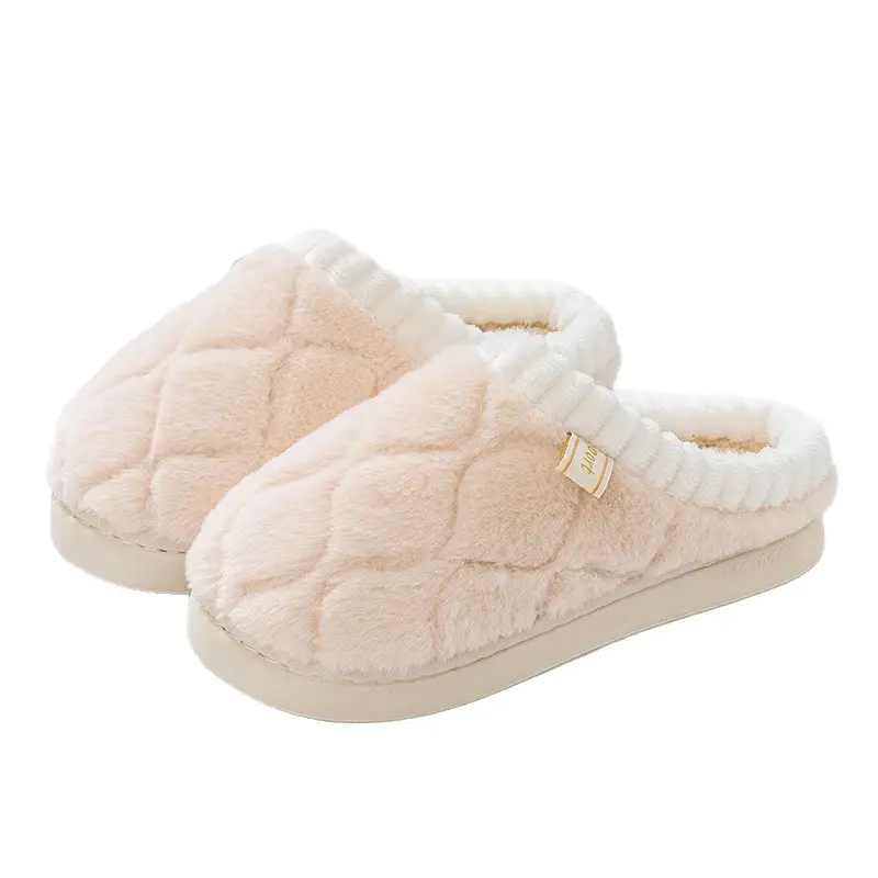 Women's White Quilted Cotton Slippers Winter Warm Indoor - Image 8