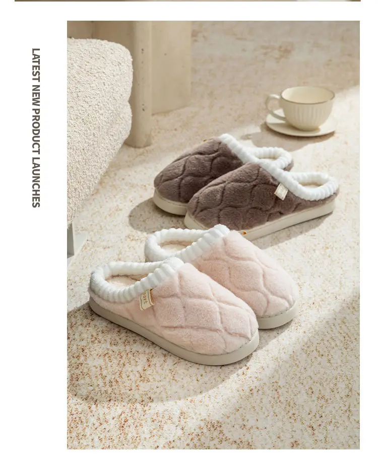 Women's White Quilted Cotton Slippers Winter Warm Indoor — feature 11