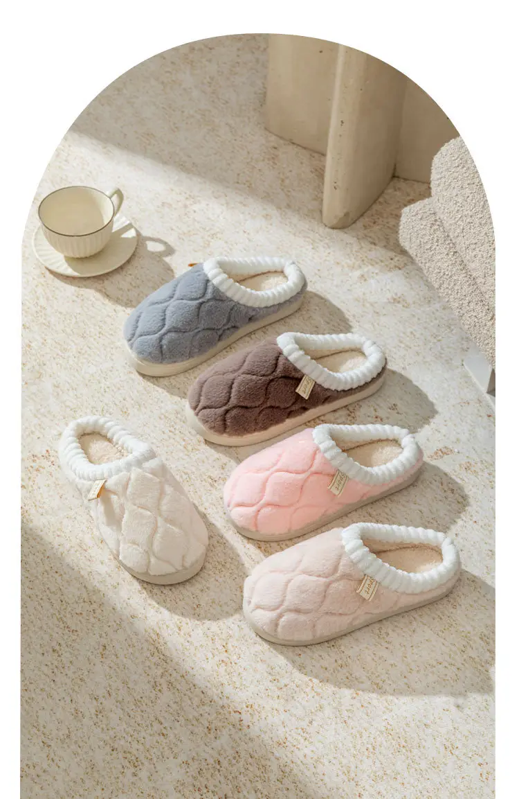 Women's White Quilted Cotton Slippers Winter Warm Indoor — feature 14
