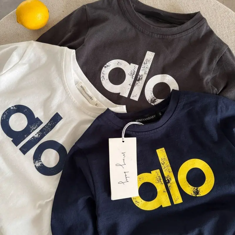 Boys Printed Letter T-Shirt Set White Black — feature 1