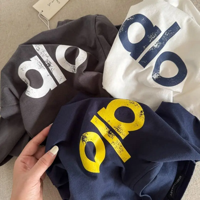 Boys Printed Letter T-Shirt Set White Black — feature 2