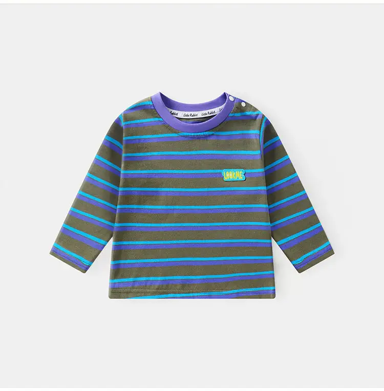 Autumn Boys Striped T-Shirt Purple Green — feature 10