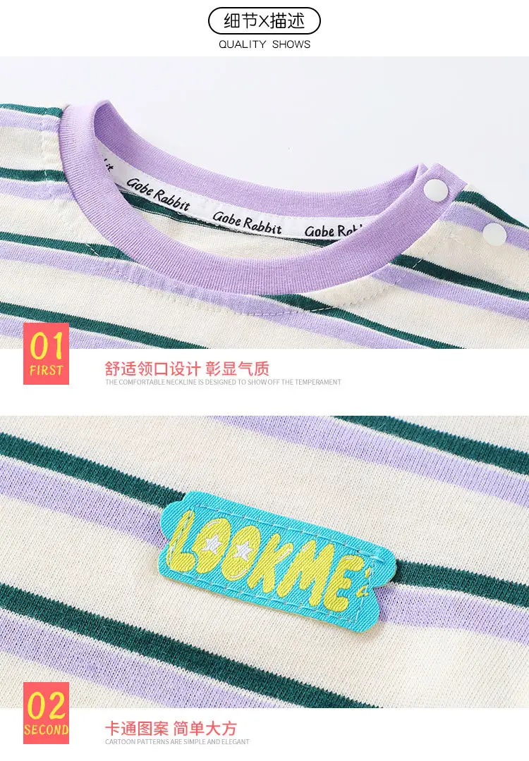 Autumn Boys Striped T-Shirt Purple Green — feature 11