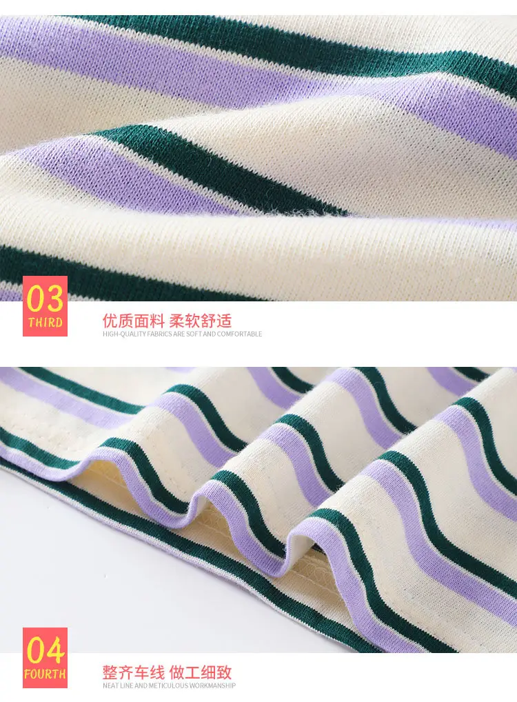 Autumn Boys Striped T-Shirt Purple Green — feature 12