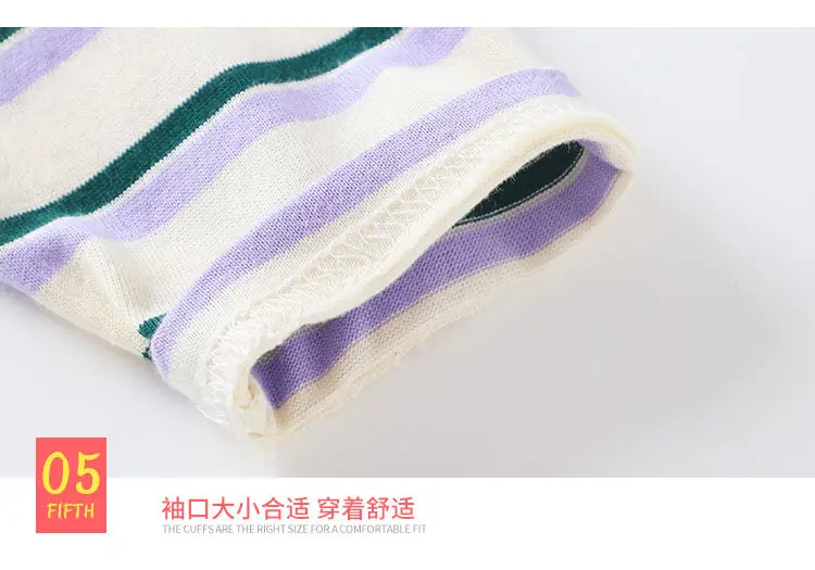 Autumn Boys Striped T-Shirt Purple Green — feature 13