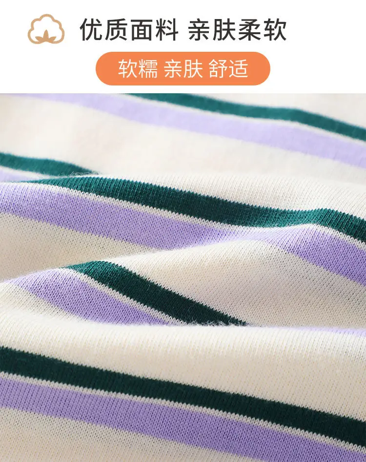 Autumn Boys Striped T-Shirt Purple Green — feature 2