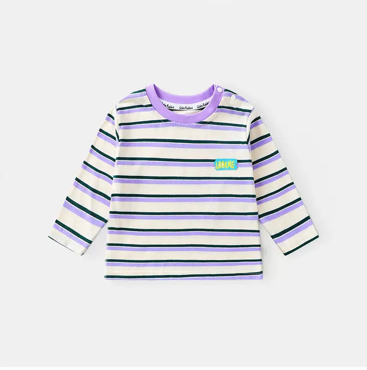 Autumn Boys Striped T-Shirt Purple Green — feature 9