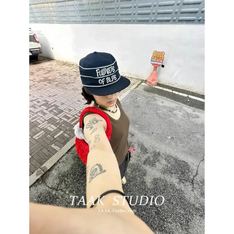 Women's Embroidered Flat Cap with Letter Design - Image 5