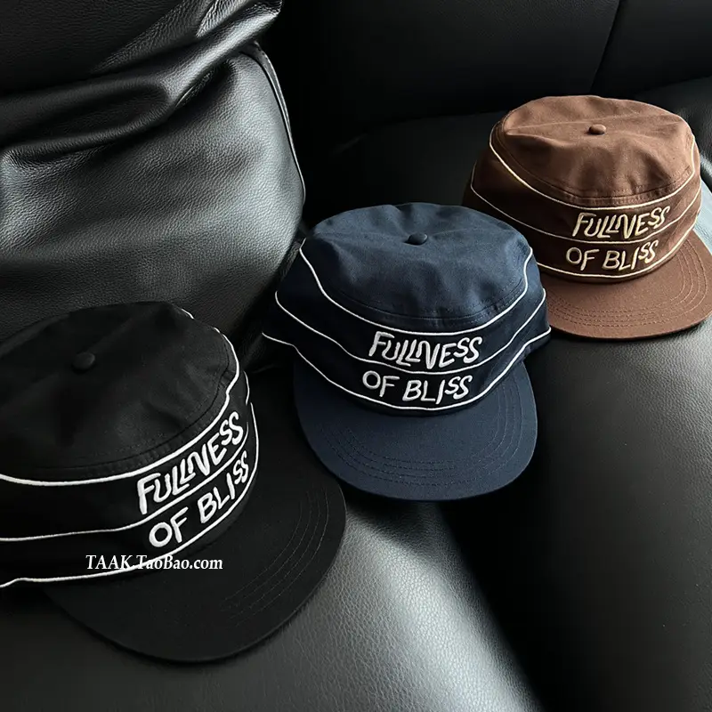 Women's Embroidered Flat Cap with Letter Design — feature 1