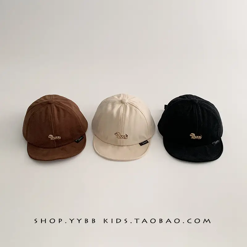 Black Cartoon Baby Cap Winter Windproof Peaked Cap