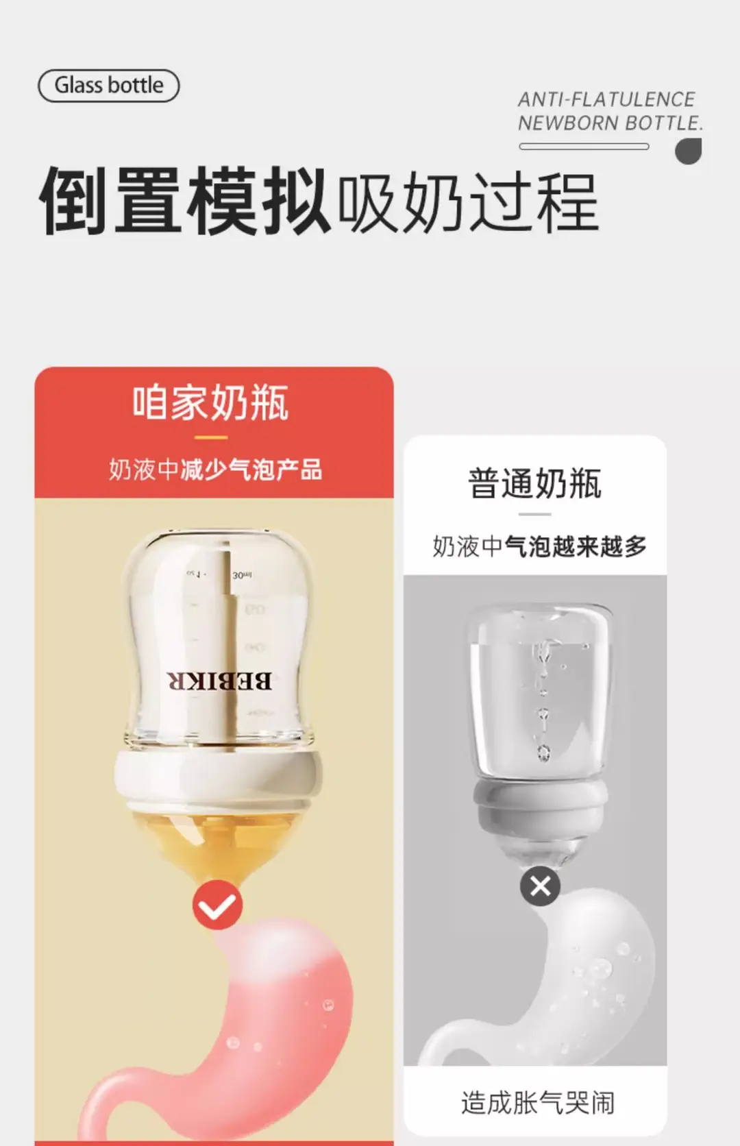 Glass Baby Bottle for Newborns 0-6 Months, Anti-Colic Glass Bottle for Newborns — feature 22