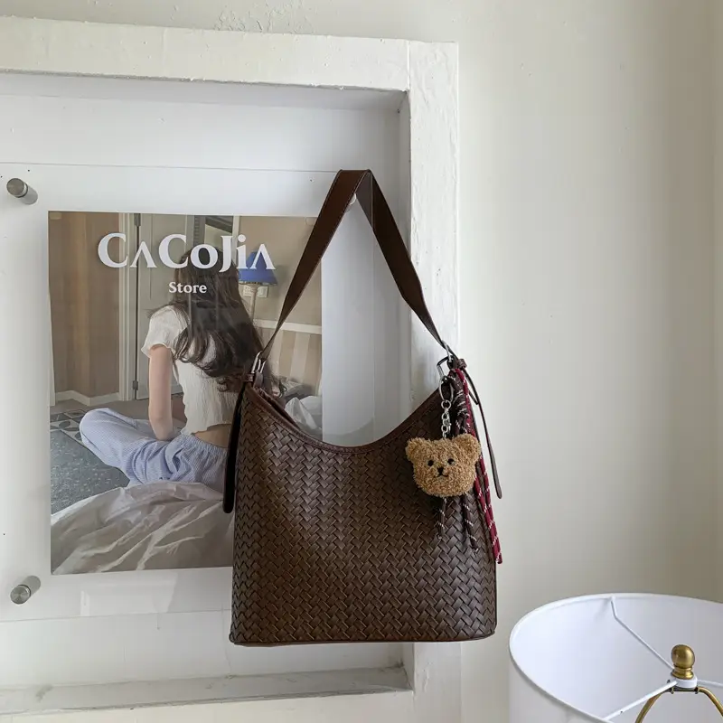 Women Crossbody Bag Brown Woven Leather 2025 - Image 2