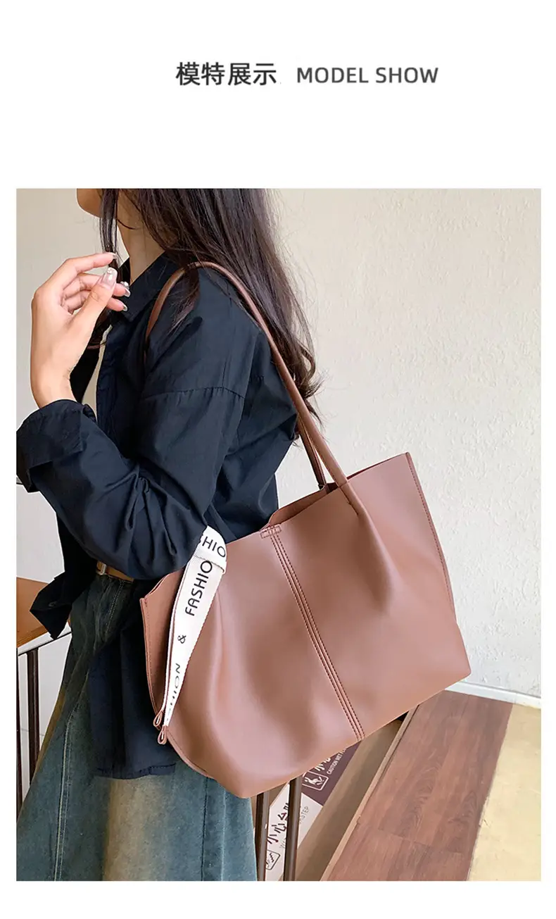 Brown Leather Tote Bag for Women Large Capacity — feature 4